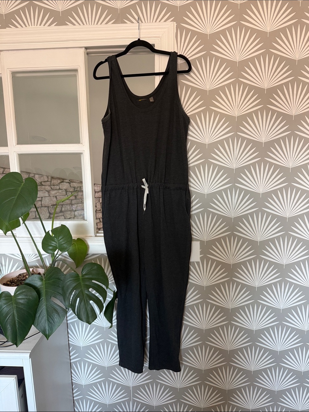 Zella Black Sleeveless Drawstring Jumpsuit